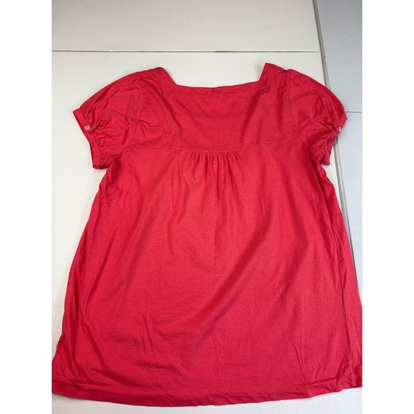 J Crew Coral Square Neck Short Sleeve Blouse Top Basic Casual Everyday M - Picture 3 of 9